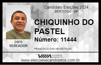 Candidato CHIQUINHO DO PASTEL 2024 - BERTIOGA - Eleições