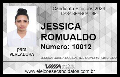 Candidato JESSICA ROMUALDO 2024 - CASA BRANCA - Eleições