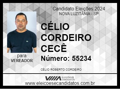 Candidato CÉLIO CORDEIRO CECÊ 2024 - NOVA LUZITÂNIA - Eleições