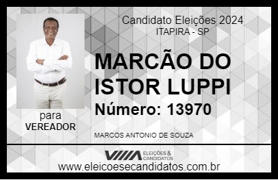 Candidato MARCÃO DO ISTOR LUPPI 2024 - ITAPIRA - Eleições