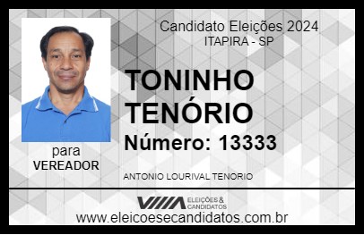 Candidato TONINHO TENÓRIO 2024 - ITAPIRA - Eleições