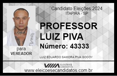 Candidato PROFESSOR LUIZ PIVA 2024 - ITAPIRA - Eleições