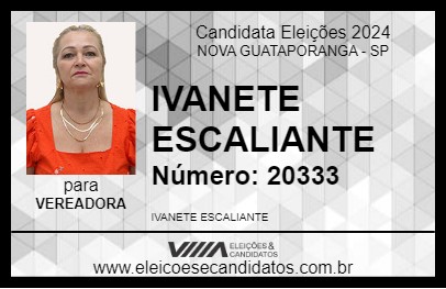 Candidato IVANETE ESCALIANTE 2024 - NOVA GUATAPORANGA - Eleições