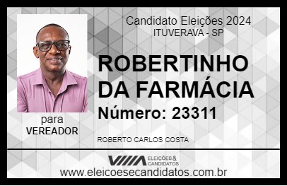 Candidato ROBERTINHO DA FARMÁCIA 2024 - ITUVERAVA - Eleições