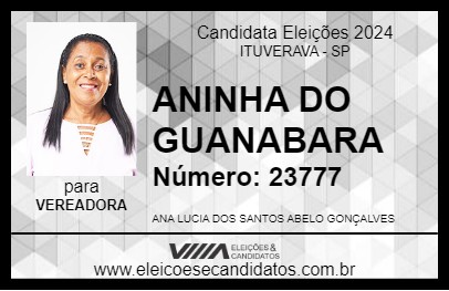 Candidato ANINHA DO GUANABARA 2024 - ITUVERAVA - Eleições