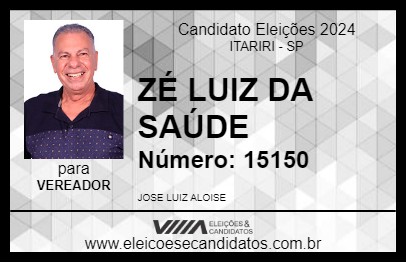 Candidato ZÉ LUIZ DA SAÚDE 2024 - ITARIRI - Eleições