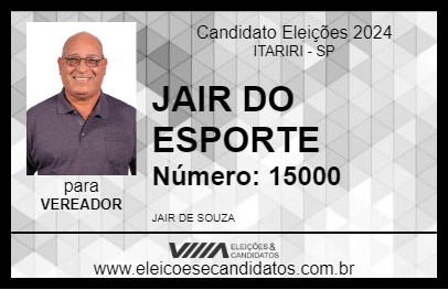 Candidato JAIR DO ESPORTE 2024 - ITARIRI - Eleições