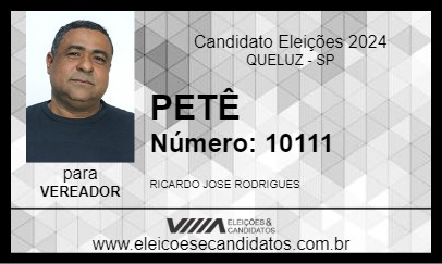 Candidato PETÊ 2024 - QUELUZ - Eleições