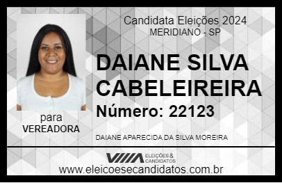 Candidato DAIANE SILVA CABELEIREIRA 2024 - MERIDIANO - Eleições