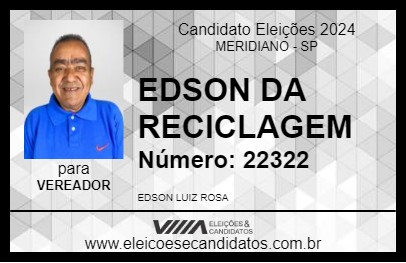 Candidato EDSON DA RECICLAGEM 2024 - MERIDIANO - Eleições