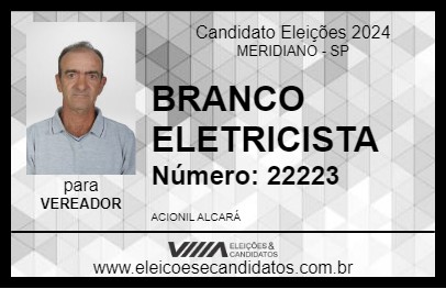 Candidato BRANCO ELETRICISTA  2024 - MERIDIANO - Eleições