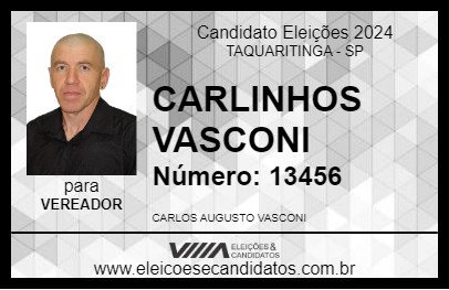 Candidato CARLINHOS VASCONI 2024 - TAQUARITINGA - Eleições