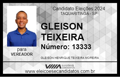 Candidato GLEISON TEIXEIRA 2024 - TAQUARITINGA - Eleições