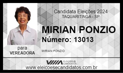 Candidato MIRIAN PONZIO 2024 - TAQUARITINGA - Eleições