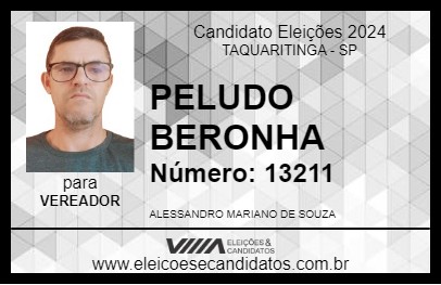 Candidato PELUDO BERONHA 2024 - TAQUARITINGA - Eleições