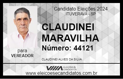 Candidato CLAUDINEI MARAVILHA 2024 - ITUVERAVA - Eleições