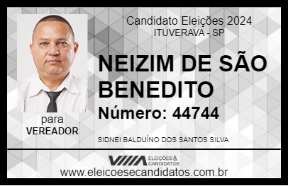 Candidato NEIZIM DE SÃO BENEDITO 2024 - ITUVERAVA - Eleições