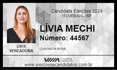 Candidato LÍVIA MECHI 2024 - ITUVERAVA - Eleições