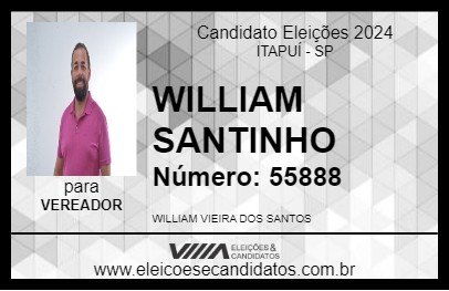 Candidato WILLIAM SANTINHO 2024 - ITAPUÍ - Eleições