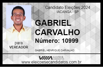 Candidato GABRIEL CARVALHO 2024 - IACANGA - Eleições