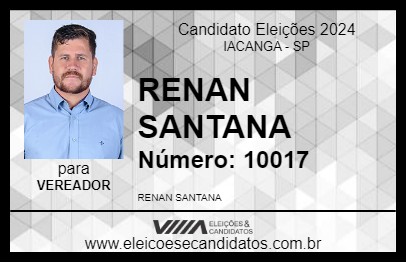 Candidato RENAN SANTANA 2024 - IACANGA - Eleições