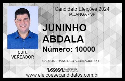 Candidato JUNINHO ABDALA 2024 - IACANGA - Eleições