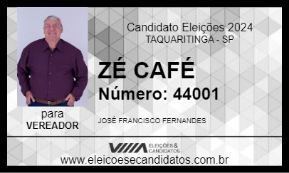 Candidato ZÉ CAFÉ 2024 - TAQUARITINGA - Eleições