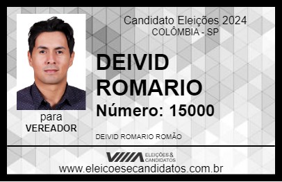 Candidato DEIVID ROMARIO 2024 - COLÔMBIA - Eleições