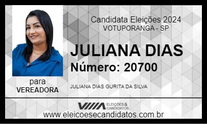 Candidato JULIANA DIAS 2024 - VOTUPORANGA - Eleições