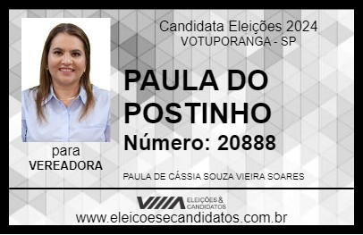 Candidato PAULA DO POSTINHO 2024 - VOTUPORANGA - Eleições