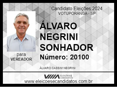 Candidato ÁLVARO NEGRINI SONHADOR 2024 - VOTUPORANGA - Eleições