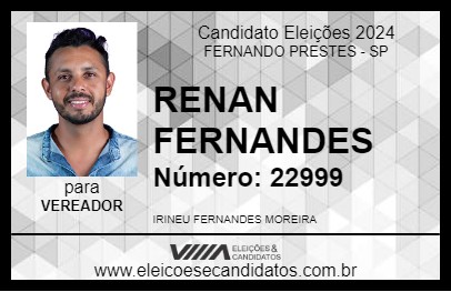 Candidato RENAN FERNANDES 2024 - FERNANDO PRESTES - Eleições