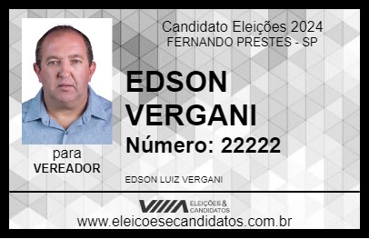 Candidato EDSON VERGANI 2024 - FERNANDO PRESTES - Eleições