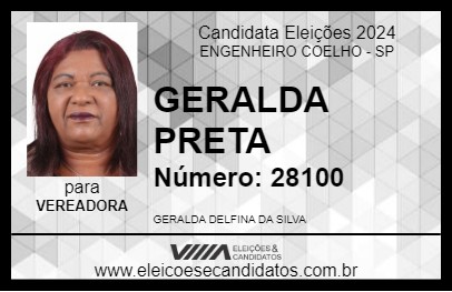 Candidato GERALDA PRETA 2024 - ENGENHEIRO COELHO - Eleições