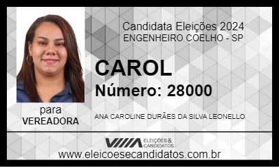 Candidato CAROL 2024 - ENGENHEIRO COELHO - Eleições