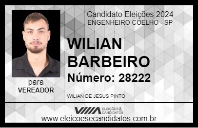 Candidato WILIAN BARBEIRO 2024 - ENGENHEIRO COELHO - Eleições