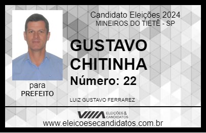 Candidato GUSTAVO CHITINHA 2024 - MINEIROS DO TIETÊ - Eleições