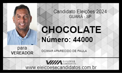 Candidato CHOCOLATE 2024 - GUARÁ - Eleições