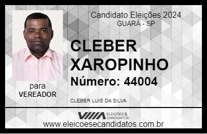 Candidato CLEBER  XAROPINHO 2024 - GUARÁ - Eleições