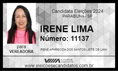 Candidato IRENE LIMA 2024 - PARAIBUNA - Eleições