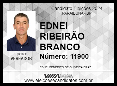 Candidato EDNEI RIBEIRÃO BRANCO 2024 - PARAIBUNA - Eleições