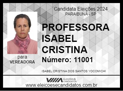 Candidato PROFESSORA ISABEL CRISTINA 2024 - PARAIBUNA - Eleições