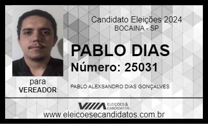 Candidato PABLO DIAS 2024 - BOCAINA - Eleições