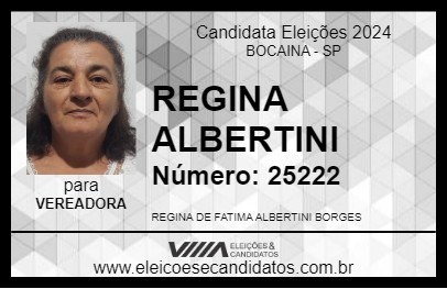 Candidato REGINA ALBERTINI 2024 - BOCAINA - Eleições