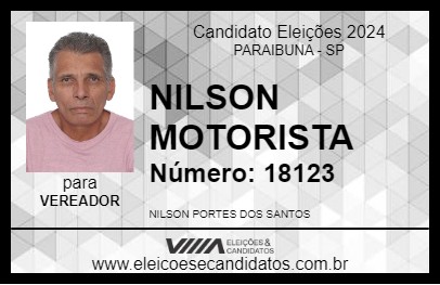 Candidato NILSON MOTORISTA 2024 - PARAIBUNA - Eleições