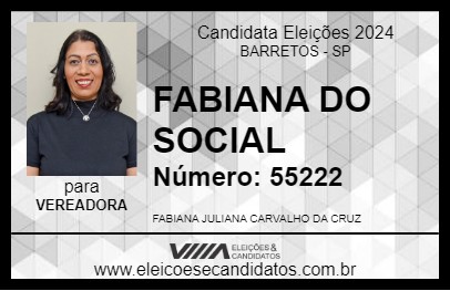 Candidato FABIANA DO SOCIAL 2024 - BARRETOS - Eleições