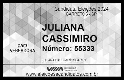 Candidato JULIANA CASSIMIRO 2024 - BARRETOS - Eleições