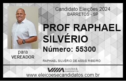 Candidato PROF RAPHAEL SILVÉRIO 2024 - BARRETOS - Eleições