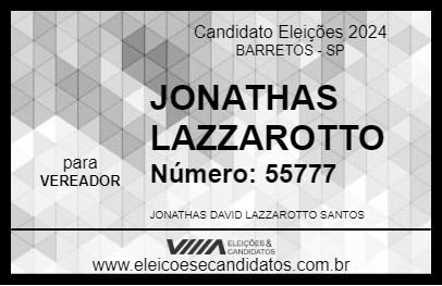 Candidato JONATHAS LAZZAROTTO 2024 - BARRETOS - Eleições