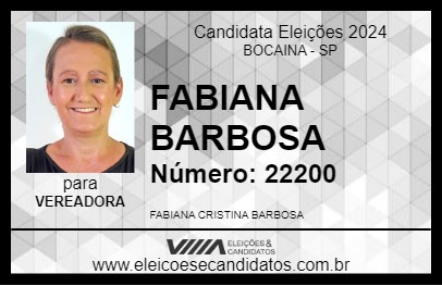 Candidato FABIANA BARBOSA 2024 - BOCAINA - Eleições